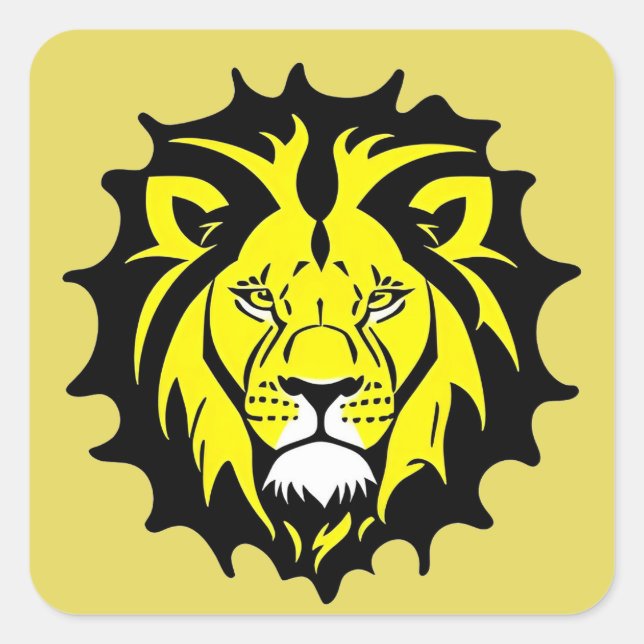Sticker Carré Illustration de tête de lion de dessin animé gras (Devant)