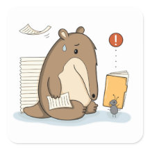 Illustration drôle de fourmilier submergé de paper