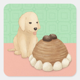 Sticker Carré Illustration du meilleur Golden Retriever et Desse