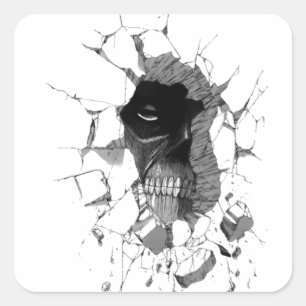 Sticker Carré Illustration du visage de squelette