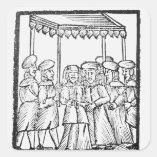 Sticker Carré Illustration d'un mariage juif