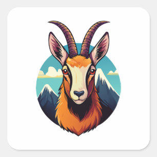 Sticker Carré Illustration d'une tête de chamois