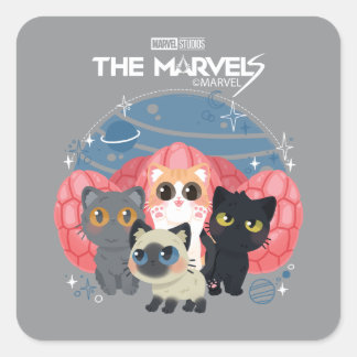 Sticker Carré Illustration Flerkittens