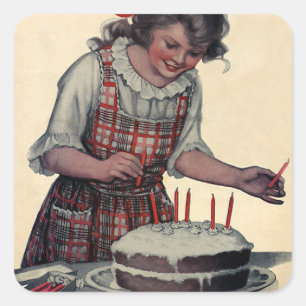 Sticker Carré Illustration vintage Joyeux Anniversaire Papa C