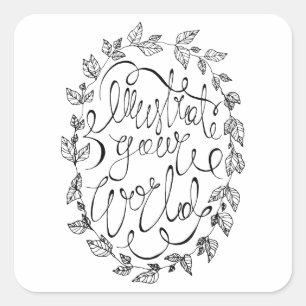 Sticker Carré Illustrer votre calligraphie mondiale