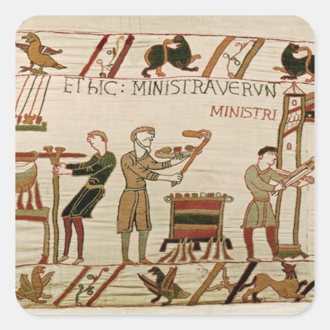 Sticker Carré Ils cuisinent la viande (Devant)