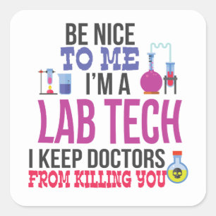 Sticker Carré Im femmes d'hommes d'un technicien de laboratoire