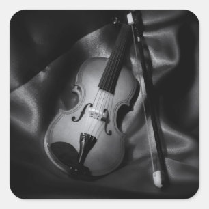 Sticker Carré Image de b&W à vie morte d'un violon