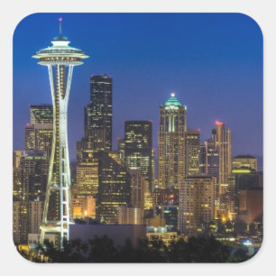 Sticker Carré Image d'horizon de Seattle en quelques heures de