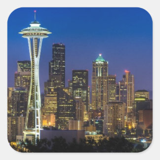 Sticker Carré Image d'horizon de Seattle en quelques heures de