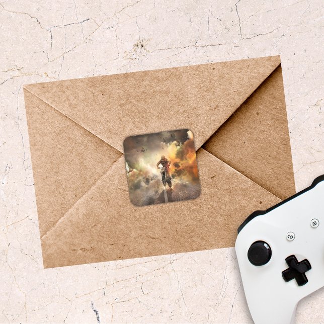 Sticker Carré Image Motocross cool (Créateur téléchargé)