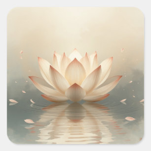 Sticker Carré images de peinture de fleur de lotus stylisée
