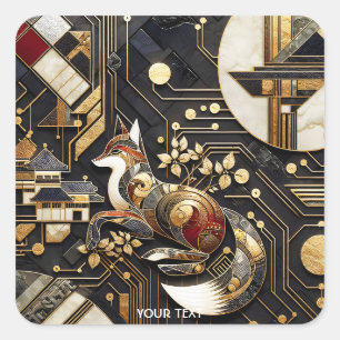 Sticker Carré Imaginaire Abstrait Fox Art