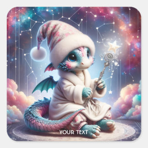 Sticker Carré Imaginaire Bébé mignon Dragon Personnel