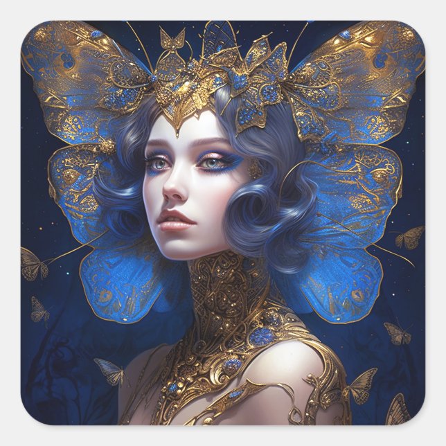 Sticker Carré Imaginaire Blue Gold Fairy (Devant)