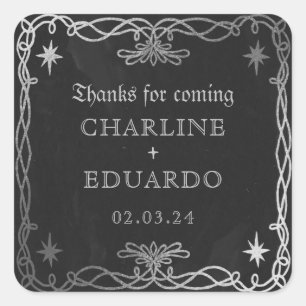 Sticker Carré Imaginaire céleste gothique Mariage ivoire argent