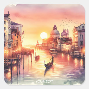 Sticker Carré Imaginaire Coucher de soleil couchant Venise Vue