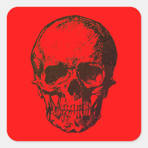 Sticker Carré Imaginaire crâne Pop Art Rock Punk Métal lourd Rou