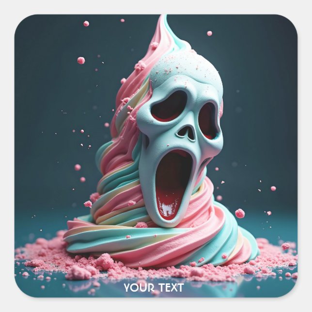 Sticker Carré Imaginaire Crème mignonne Ice Surprise (Devant)