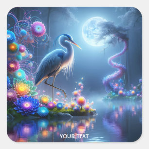 Sticker Carré Imaginaire Cute Blue Heron Lake