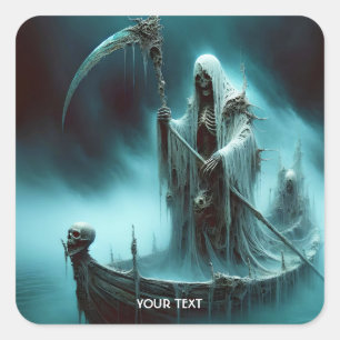 Sticker Carré Imaginaire Cute Boat Strange Figure