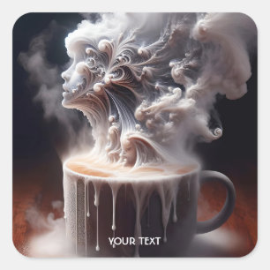 Sticker Carré Imaginaire Cute Café Morning Dreams