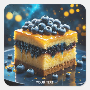 Sticker Carré Imaginaire Cute Cake Blueberries de miel