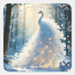 Sticker Carré Imaginaire Cute Neige Blanc Peacock