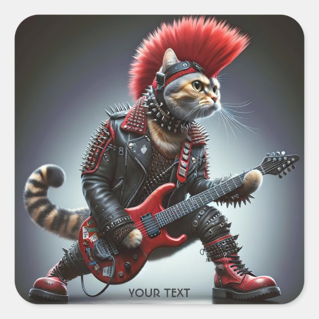 Sticker Carré Imaginaire Cute Punk Chat rose (Devant)