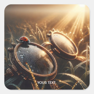 Sticker Carré Imaginaire Cute Steampunk Lunettes rondes