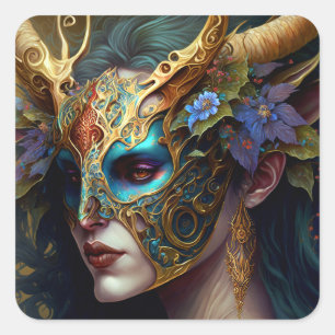 Sticker Carré Imaginaire de femme Elf Horned
