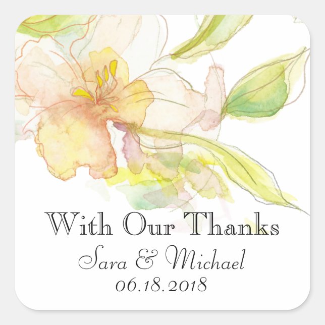 Sticker Carré Imaginaire de printemps aquarelle Mariage floral (Devant)