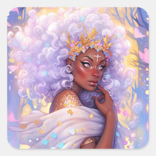 Sticker Carré Imaginaire femme Art Africain Américain