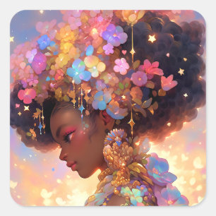 Sticker Carré Imaginaire femme Art Africain Américain