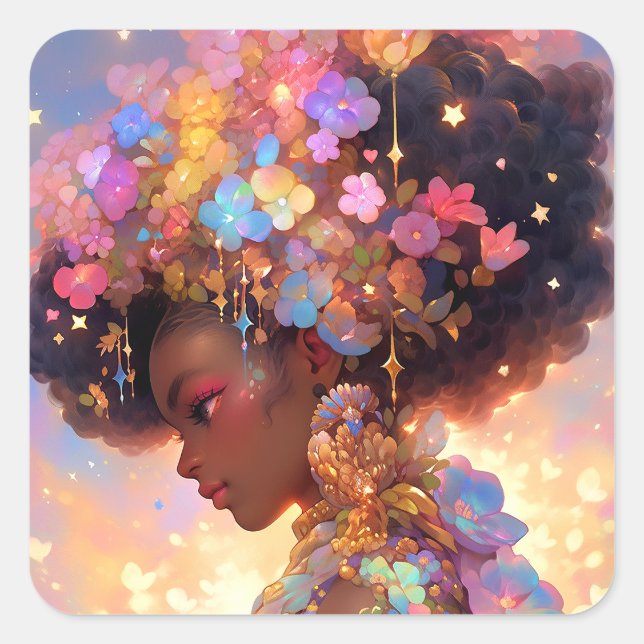Sticker Carré Imaginaire femme Art Africain Américain (Devant)
