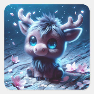 Sticker Carré Imaginaire mignon Bébé joyeux Moose
