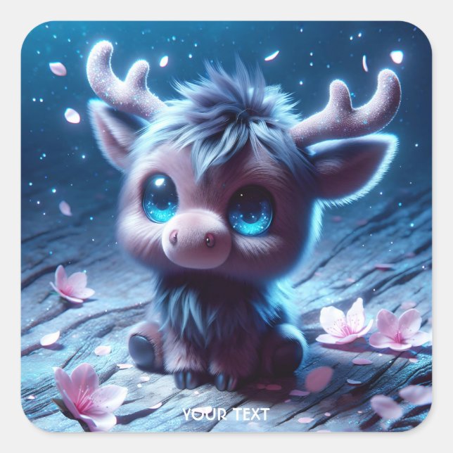 Sticker Carré Imaginaire mignon Bébé joyeux Moose (Devant)