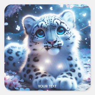 Sticker Carré Imaginaire mignon bébé léopard de neige