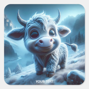 Sticker Carré Imaginaire mignon souriant bébé Bull