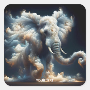 Sticker Carré Imaginaire Mignons Nuages Eléphant Fumée