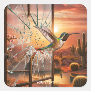 Sticker Carré Imaginaire Verre mignon Désert Oiseau