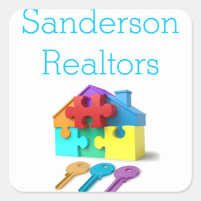 Sticker Carré Immobilier, Maison et Clés, Immobilier, Agent immo (Devant)