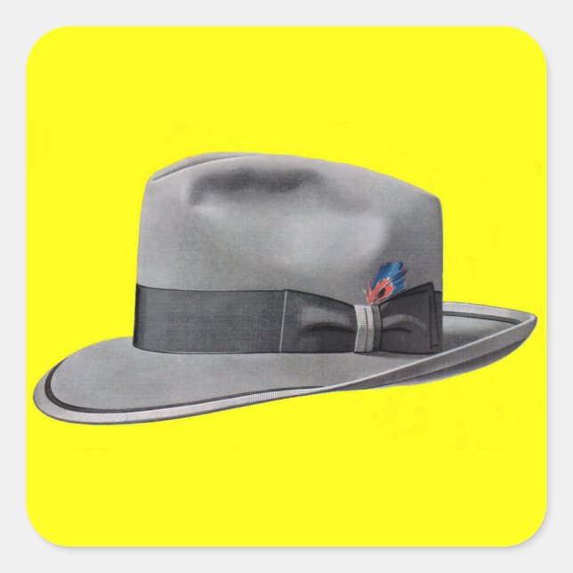 Sticker Carré Impression casquette masculine fedora des années 1 (Devant)
