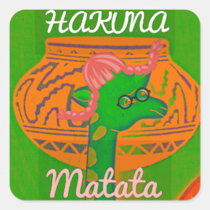 Sticker Carré Impression de la Giraffe Hakuna