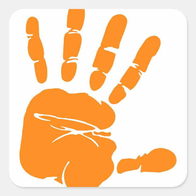 Sticker Carré Impression de la main (Devant)