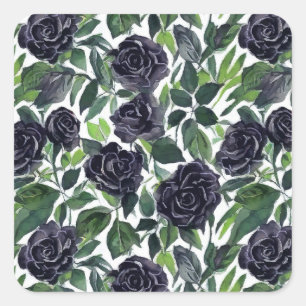 Sticker Carré Impression de roses sombres élégantes simples