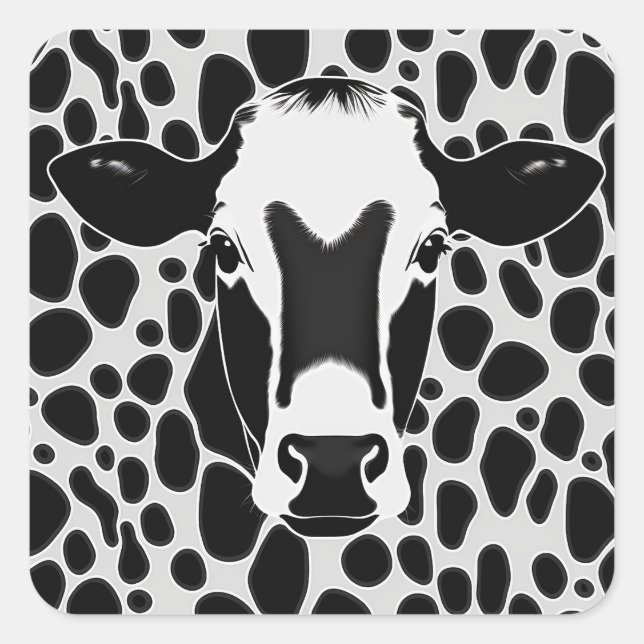 Sticker Carré Impression de vache laitière (Devant)