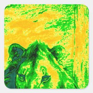 Sticker Carré Impression Fluorante Lion Art Vision Night