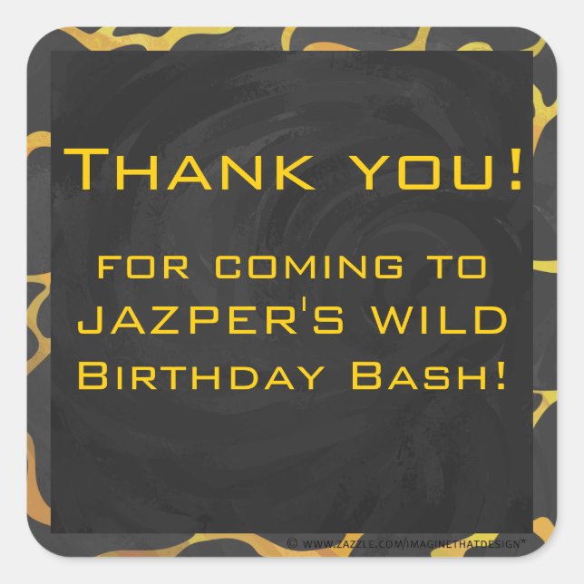 Sticker Carré Impression Giraffe noir et jaune (Devant)