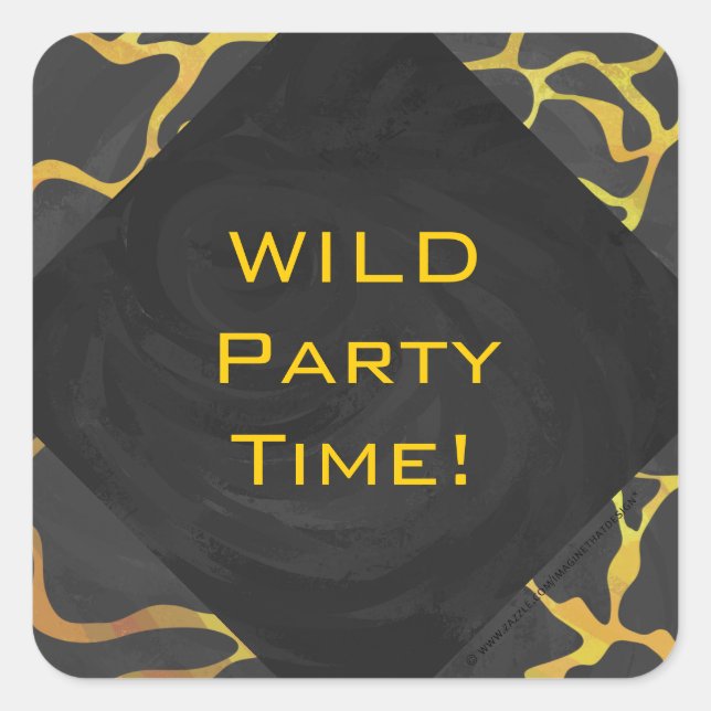 Sticker Carré Impression Giraffe noir et jaune (Devant)